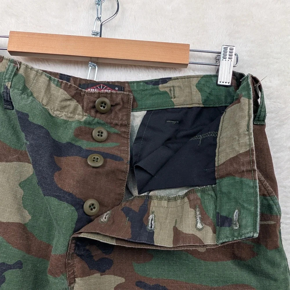 VTG Tru-Spec Cargo Pants Men's M 33x28 Green Woodland Camo Military Utility 90s